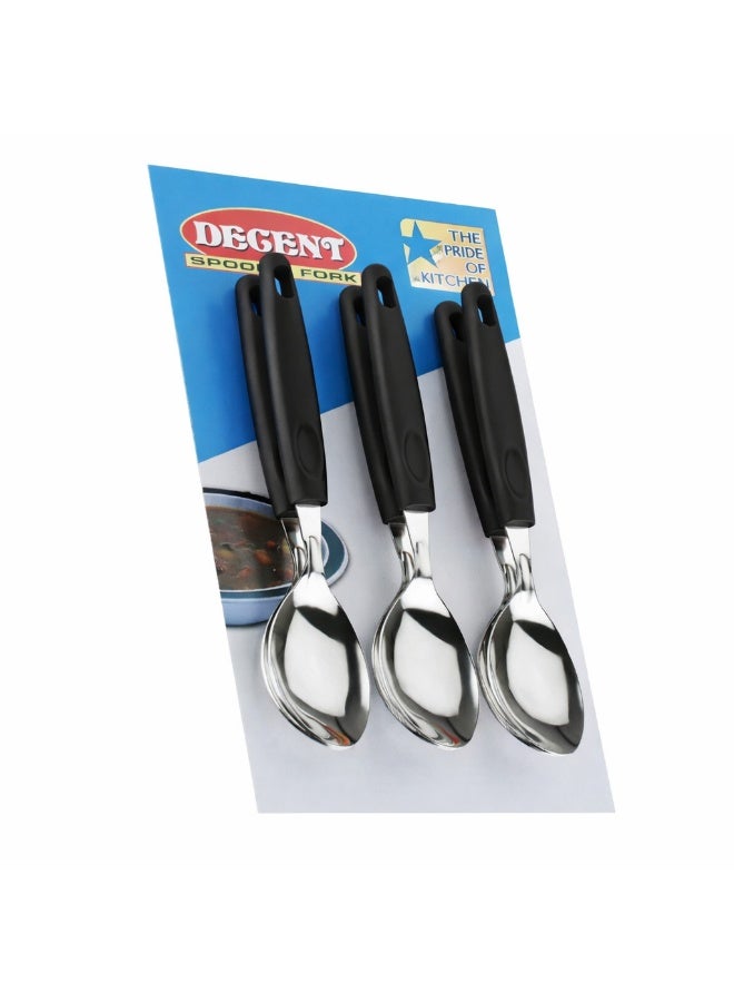 ديسينت طقم ملاعق طعام من 6 قطع | ملاعق من الفولاذ المقاوم للصدأ | مقبض مريح | سطح مصقول لامع | ملاعق حلويات للمنزل والمطبخ والمطاعم، آمنة للغسل في غسالة الصحون - Image 2